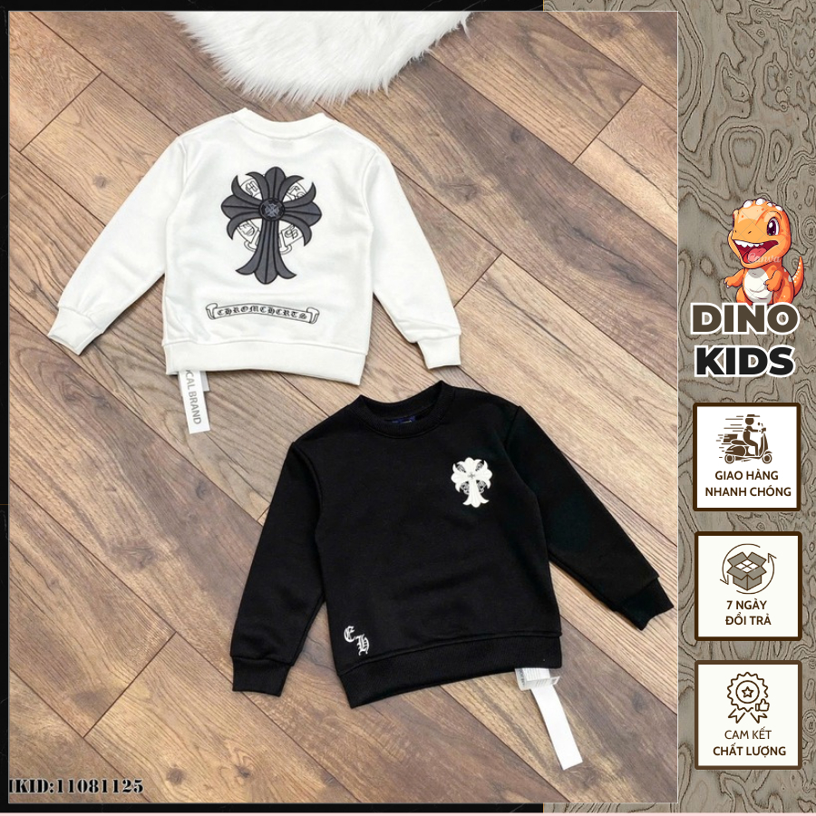 Áo Nỉ Sweater Bé Trai Chất Nỉ Da Cá Thêu Logo Cao Cấp - Áo Nỉ Sweater Thêu Logo 2 Màu Phong Cách Boy