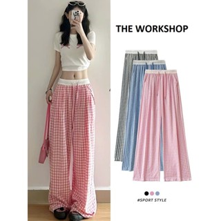  Quần dài nữ ống suông họa tiết kẻ caro nhiều màu QD29,quần suông nữ cạp chun cao co dãn chất vải mềm mát che khuyết điểm 