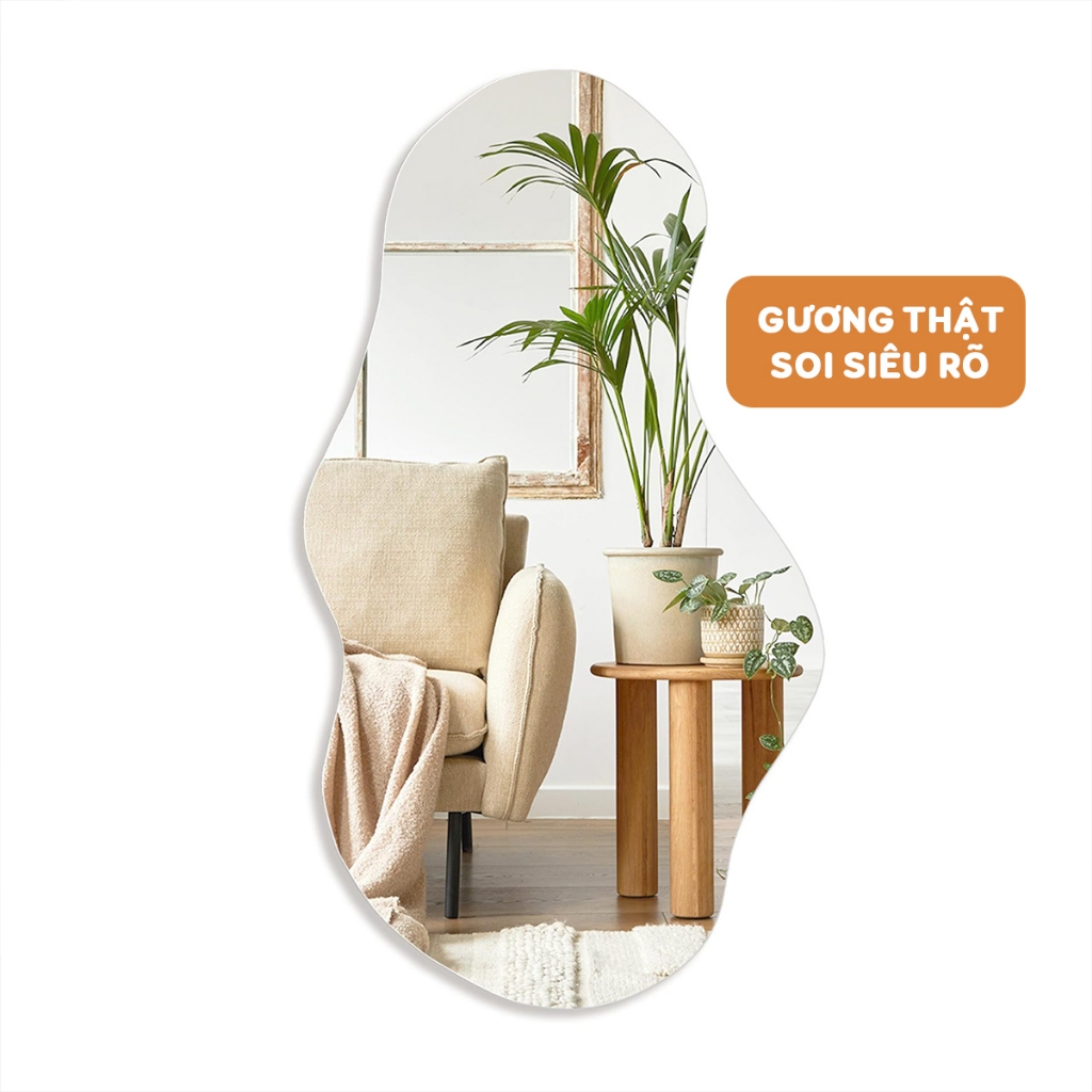 Gương soi toàn thân hạt đậu, gương mây treo tường toàn thân kính dày chất gương sáng cao cấp 70x40cm