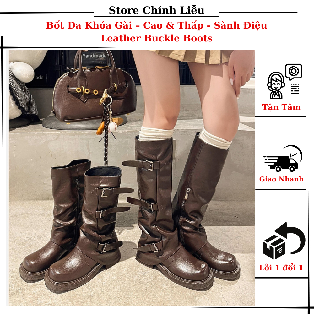 Bốt Da Khóa Gài – Cao & Thấp | Leather Buckle Boots – Chính Liễu Store