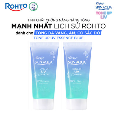 [KOL] Combo 2 Kem chống nắng nâng tông cho da vàng,có sắc đỏ Sunplay Skin Aqua Tone Up UV Essence Blue SPF 50+ PA++++50g