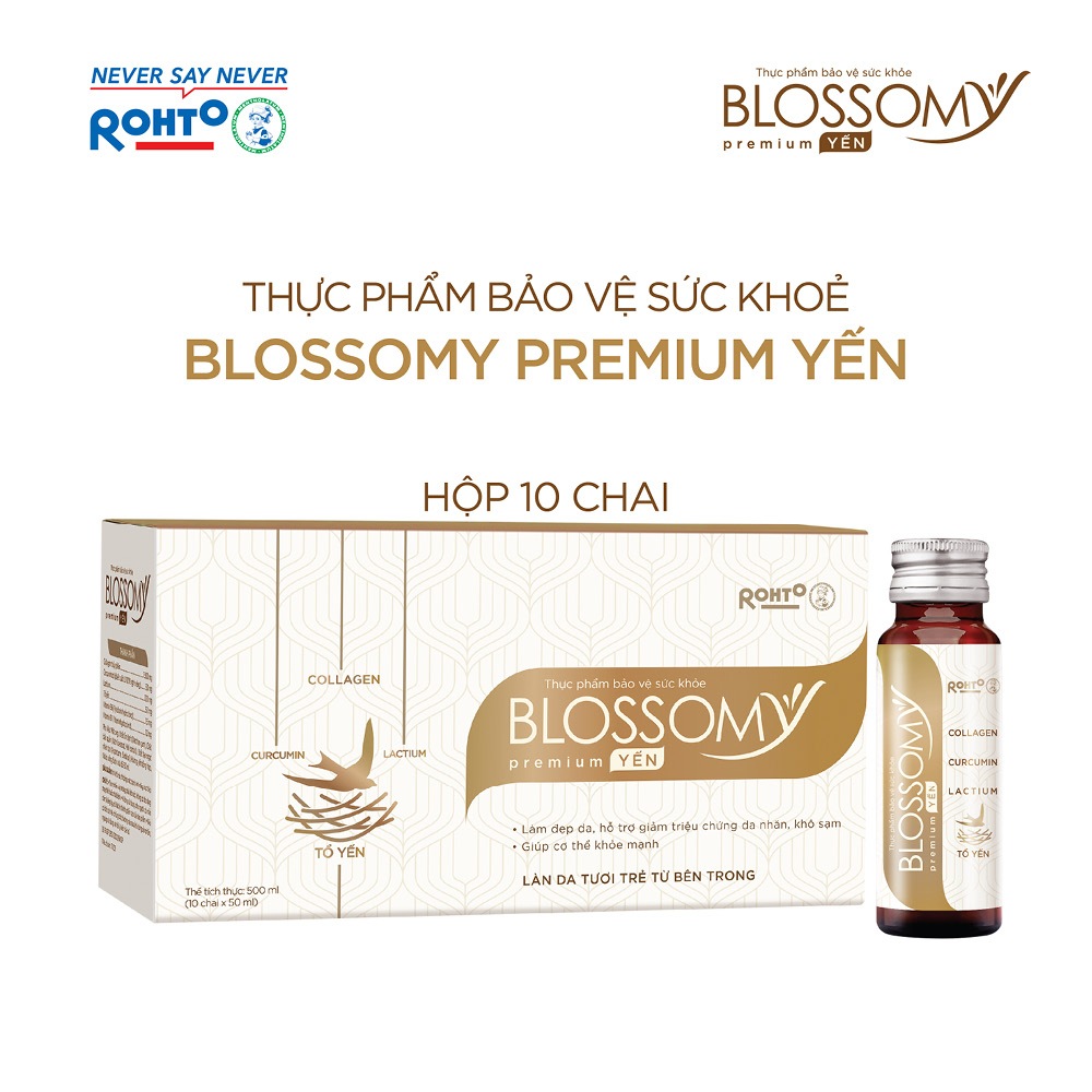 [KOL] Nước uống collagen tổ yến giúp đẹp da, tăng cường sức khỏe Blossomy Premium lốc 10 chai x 50ml