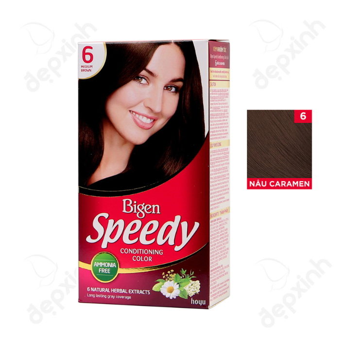 Thuốc nhuộm tóc thảo dược Bigen Speedy 06 Medium Brown Nâu Caremen