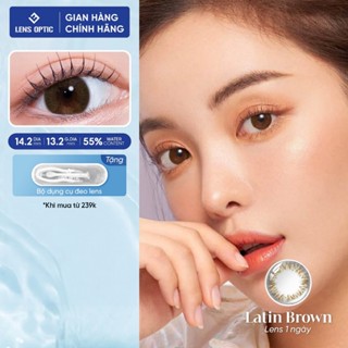 Lens 1 ngày Clalen Iris màu Latin Brown kính áp tròng cận thị nâu rêu đẹp nhất chính hãng Lens Optic