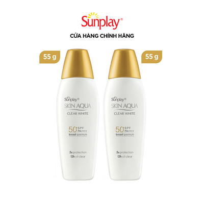 [KOL] COMBO 2 x Sữa chống nắng hằng ngày dưỡng trắng Sunplay Skin Aqua Clear White SPF 50+, PA++++ 55g - Eco Vietnam