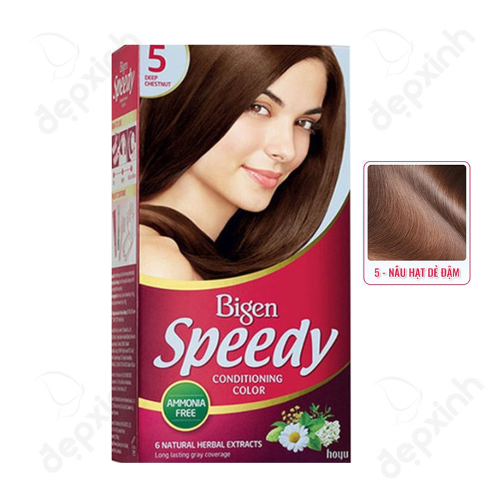 Thuốc nhuộm tóc thảo dược Bigen Speedy 05 Deep chestnut - Nâu hạt dẻ đậm