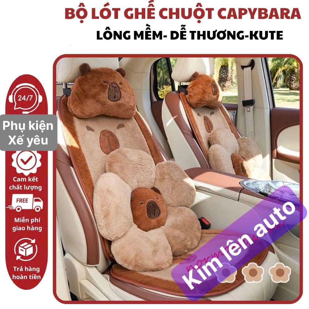 Bộ lót ghế và gối tựa lưng hình chuột Capybara
