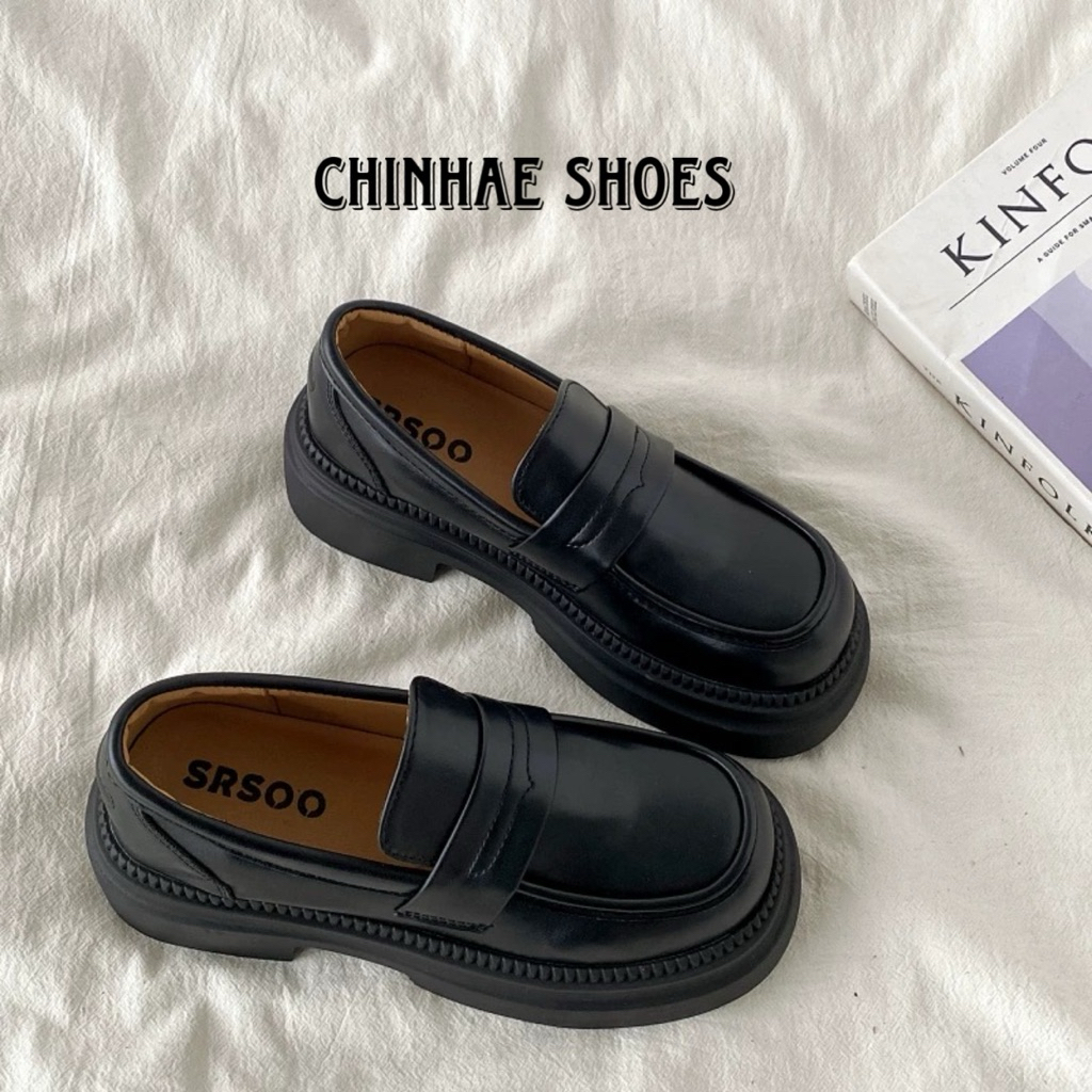 Giày loafer da pu cao cấp srsoo tăng chiều cao 4cm phong cách retro vintage cho nữ dạo phố đi tiệc đ