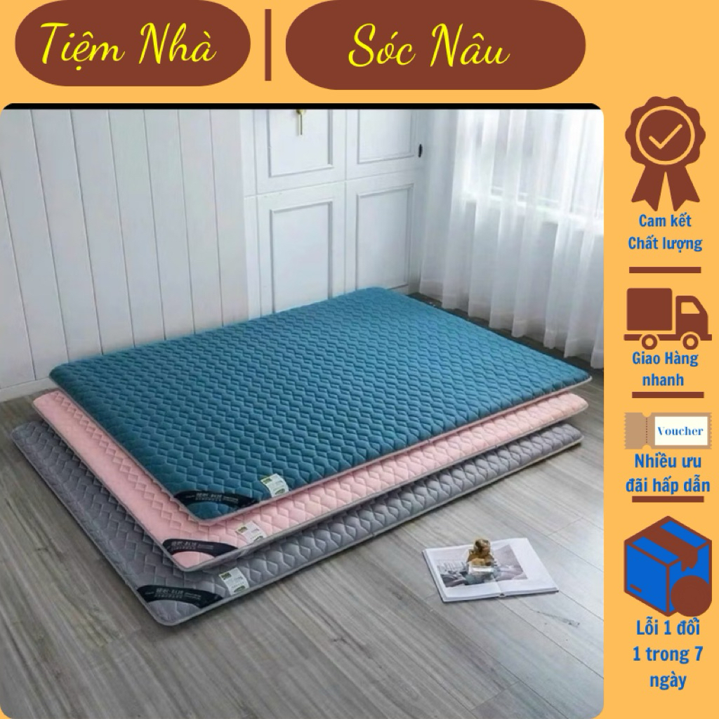 Nệm Topper Điều Hoà Thun Lạnh Thế Hệ Mới Dày 4cm cao cấp kháng khuẩn trải giường trải sàn tiện lợi