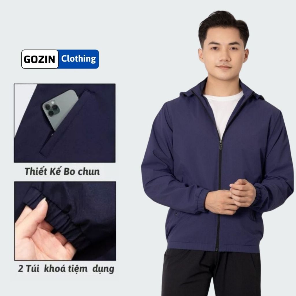 Áo Khoác Nam Gozin Clothing Vải Gió, Bo Tay 2 Lớp Lót Vải Giữ Nhiệt Tốt -KG08