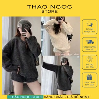  Set bộ đùi len nữ áo tay dài form rộng phối quần short ngắn QC!  có sẵn hình thật  THẢO NGỌC STORE 