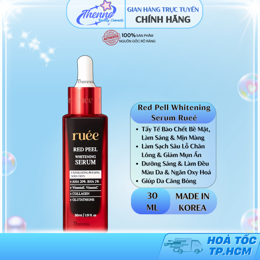 Peel Da Sinh Học Ruée - Tẩy Tế Bào Chết, Giảm Mụn Ẩn, Mờ Thâm, Sáng Da, Cấp Ẩm 30ml Hàn Quốc