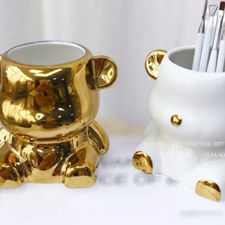 Ly gấu sứ đựng cọ