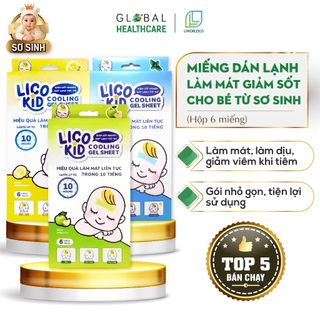  Miếng dán hạ sốt Licokid cho bé - hạ sốt giảm đau làm mát cơ thể  Hộp 6 miếng  