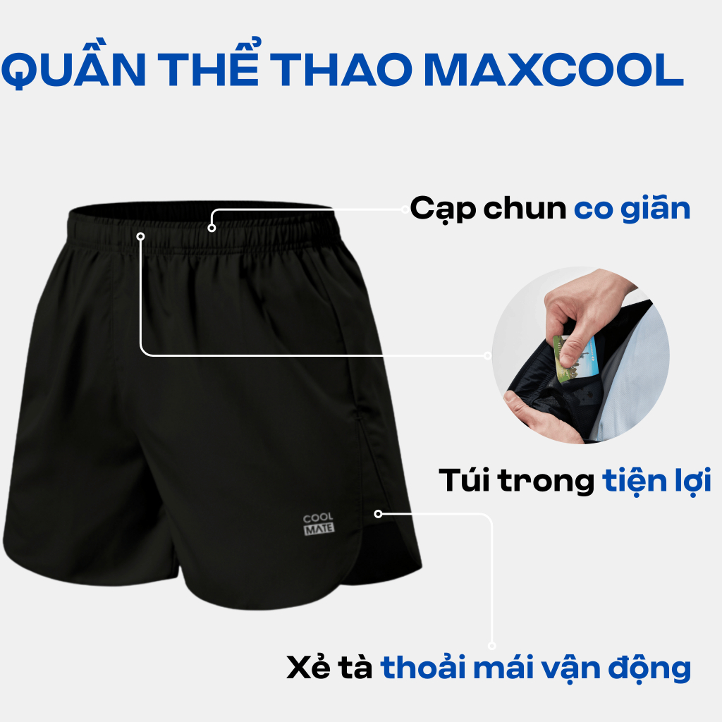 [MUA 4 GIẢM 20%]Quần short nam thể thao Maxcool chạy bộ, tập gym, Pickleball thoáng khí, thoải mái Coolmate | BigBuy360 - bigbuy360.vn
