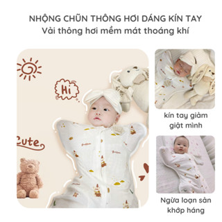 Nhộng Chũn Sơ Sinh Vải Thông Hơi Thoáng Khí YeeHoo | Túi Ngủ Chống Giật Mình Cho Bé 0-6 Tháng, Mềm Mát, Ngủ Ngon