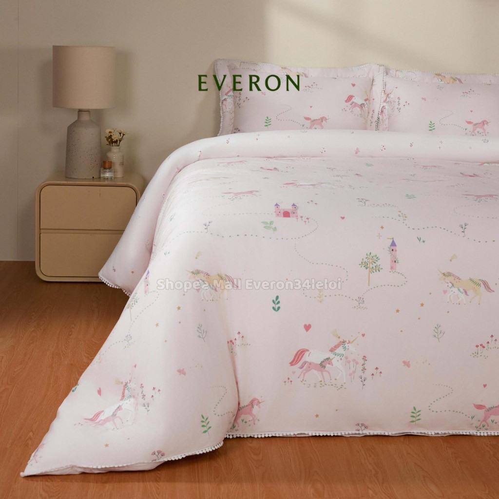 Chăn ga gối EVERON màu hồng cho bé CPC 26203 Xứ sở thần tiên, vải Cotton Sateen