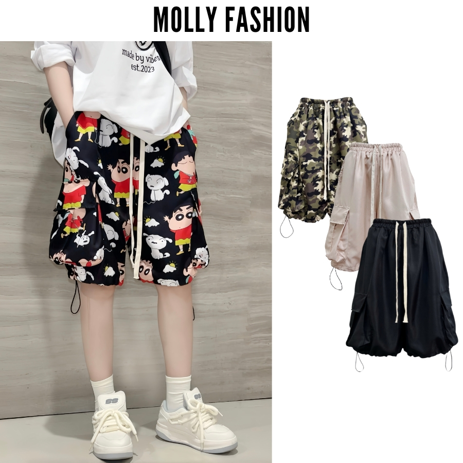 Quần Short TÚI HỘP form rộng Unisex dáng streetwear | Quần lửng nam nữ ống rộng Molly Fashion