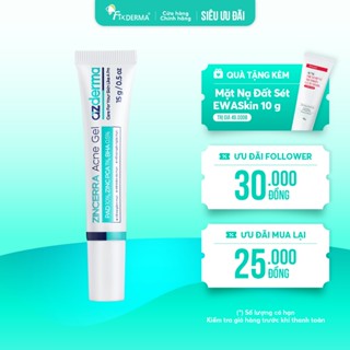 Gel hỗ trợ giảm mụn sưng viêm Azderma Zincerra Acne Gel 15g, gom cồi mụn,giảm sưng đau,ngăn ngừa mụn