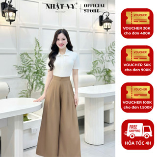  Áo thun lẻ nữ  KHÔNG KÈM VÁY  cổ polo Nhật Vy tay ngắn dáng ôm công sở màu nâu trắng đen xanh - D3450 