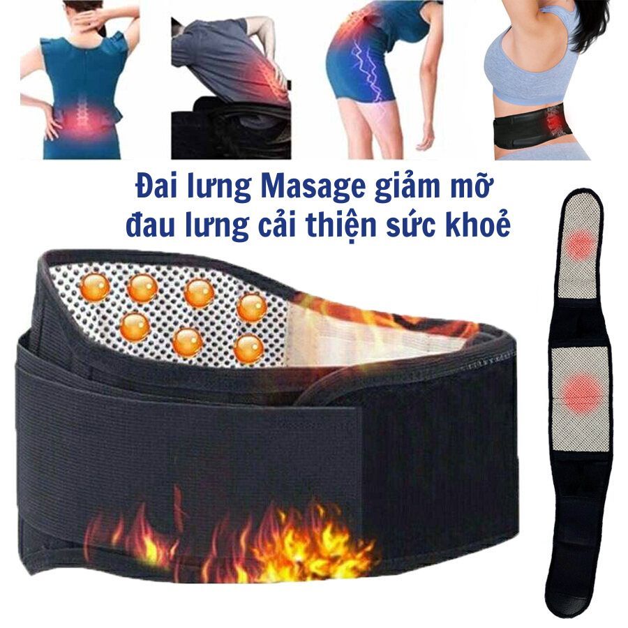 Mua 1 Tặng 1 - Đai Massage Lưng Đá Nóng Tourmaline HOKU Hỗ Trợ Định Hình Cột Sống, Thư Giãn Lưng DTL01