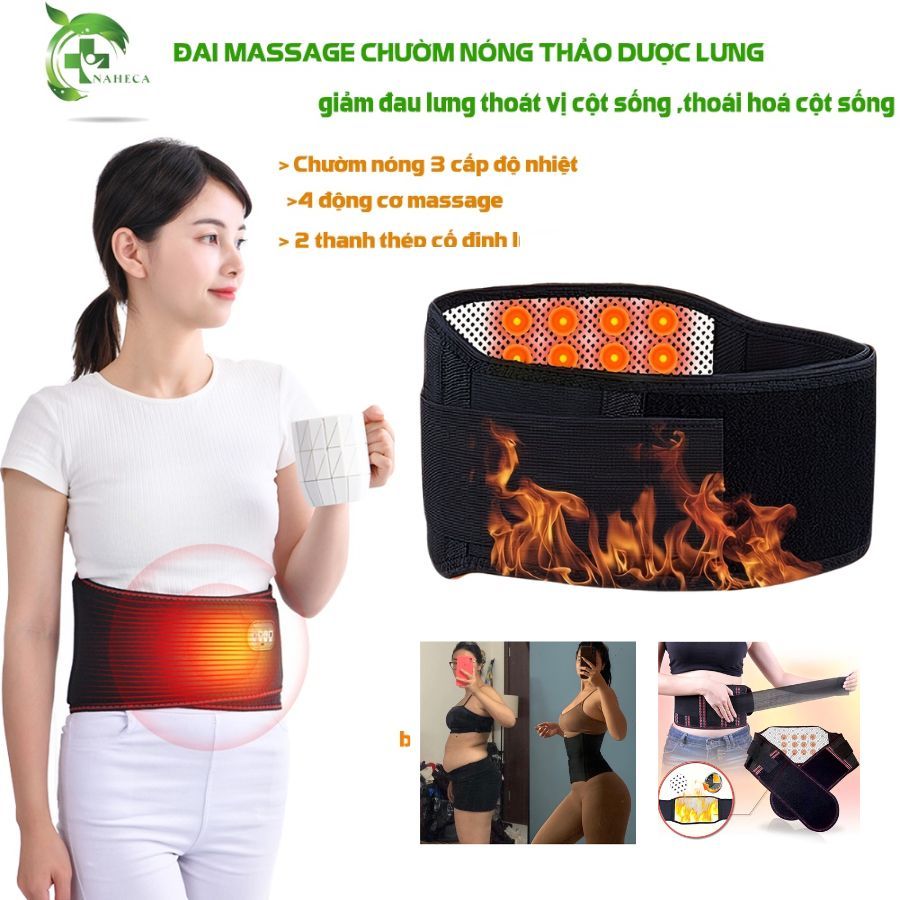 Mua 1 Tặng 1 Đai Massage Lưng Đá Nóng Tourmaline HOKU Hỗ Trợ Định Hình Cột Sống, Thư Giãn Lưng DTL01