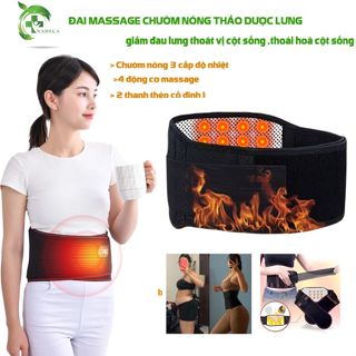 Mua 1 Tặng 1 Đai Massage Lưng Đá Nóng Tourmaline HOKU Hỗ Trợ Định Hình Cột Sống, Thư Giãn Lưng DTL01