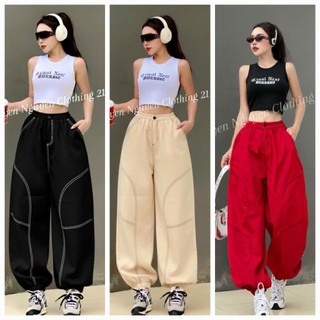  M.14 - Set quần jogger kaki thiết chỉ nổi phối áo thun poly  có lẻ quần  