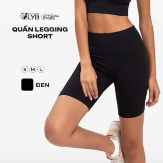 LYB - Quần legging đùi nữ cạp cao, quần đùi legging tập gym, yoga, chạy bộ, co giãn, chống tia uv