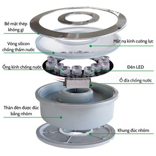 Đèn LED âm nước 9w bánh xe cho đài phun nước cảnh quan sân vườn trang trí đèn ngoài trời