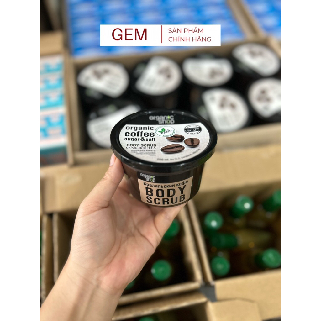 Tẩy da chết body Organic cafe hàng Nga
