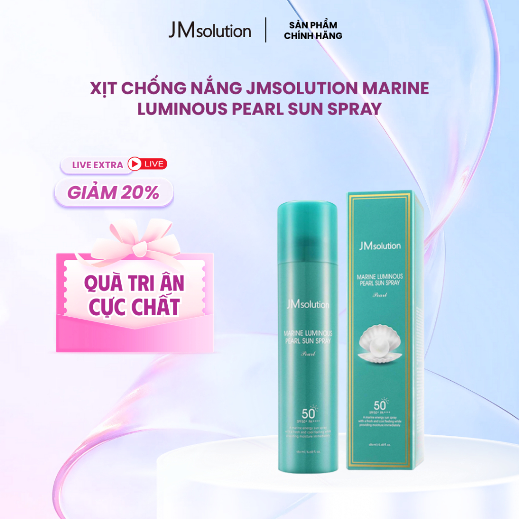 [KOL] Xịt Chống Nắng Cấp Nước, Dưỡng Ẩm Jmsolution Marine Luminous Pearl Sun Spray 180ml - JMSolutio