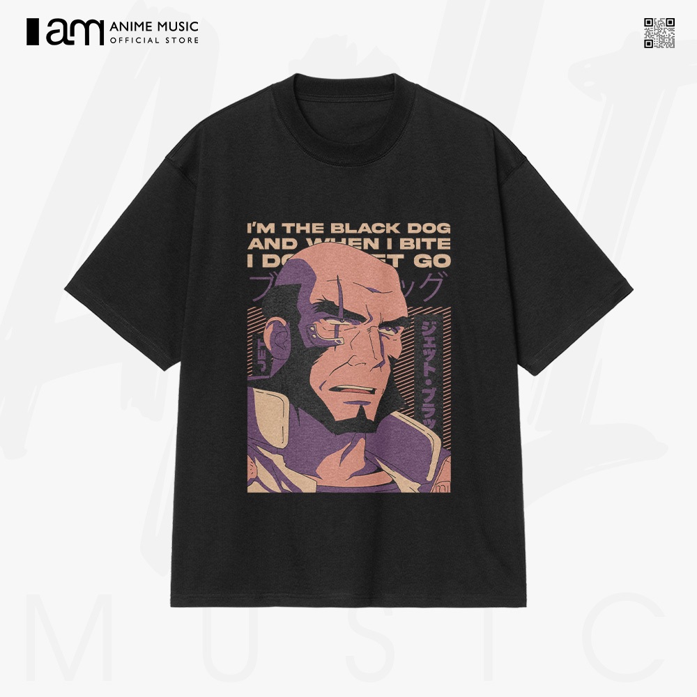 Áo thun Unisex Cowboy Bebop Jet Black Retro Art Oversized 100% Cotton ngắn tay