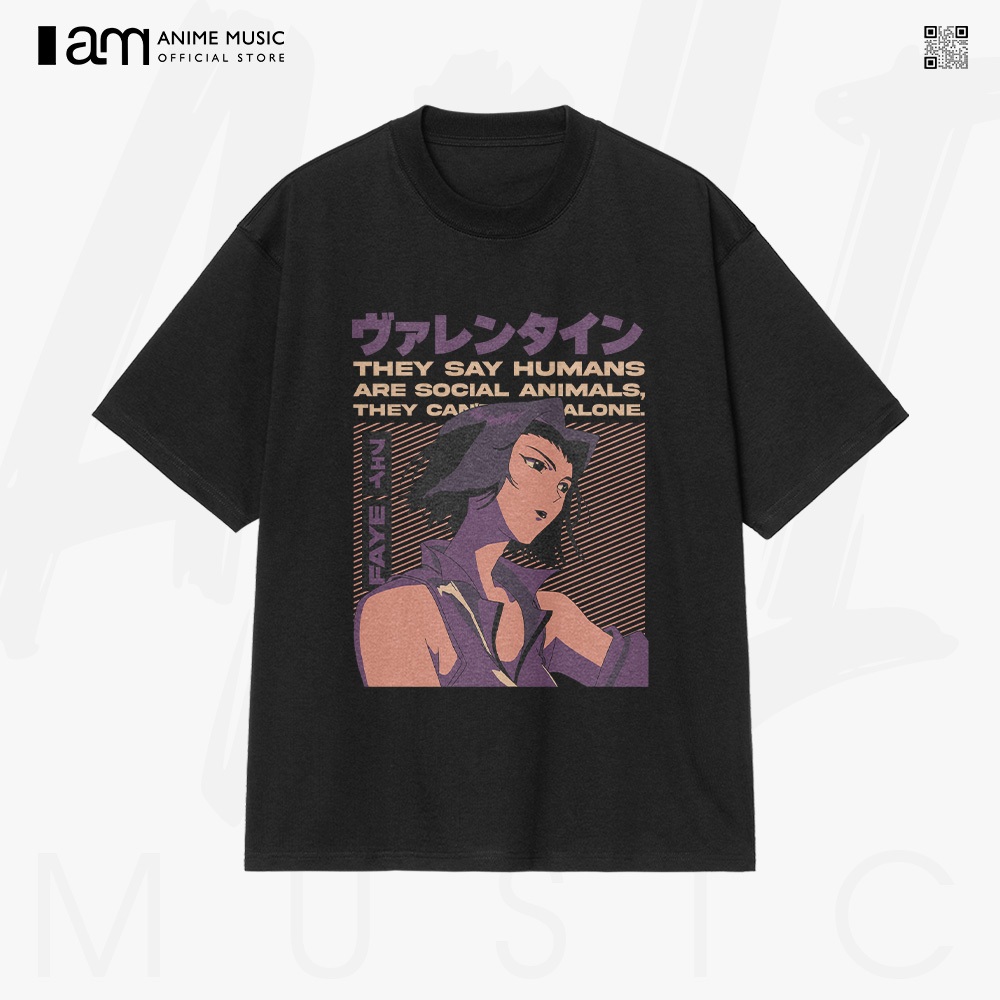 Áo thun Unisex Cowboy Bebop Faye Retro Art Oversized 100% Cotton ngắn tay