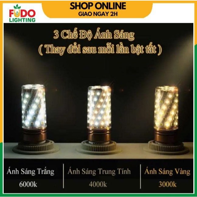 Bóng đèn Led 3 màu ánh sáng đuôi E14,E27 12W