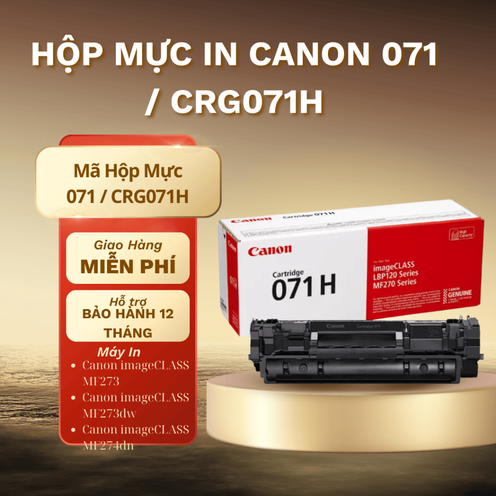 Hộp Mực In Chính Hãng Canon 071/CRG071H – Cho Máy Canon imageCLASS MF273/MF273dw/MF274dn – Có Hoá Đơ