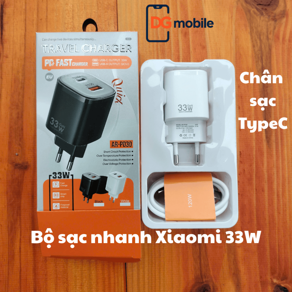Bộ sạc Xiaomi chuẩn sạc nhanh 33W  2 cổng bộ sạc điện thoại bảo hành 1 năm củ sạc nhanh và dây sạc n