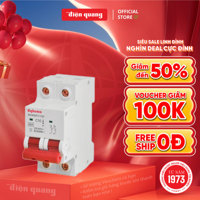 Cầu dao tự động Điện Quang ĐQ MCB12 C40 2P (MCB, 2 cực, 40A, loại C, 4.5KA, class 3)