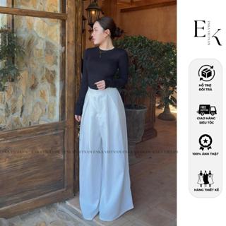  Quần Tây LANA Pant Cạp Cao Ống Rộng Xếp Ly Đơn Giản Thoải Mái - Lưng Cao - Ống rộng - ENKA VIETNAM 