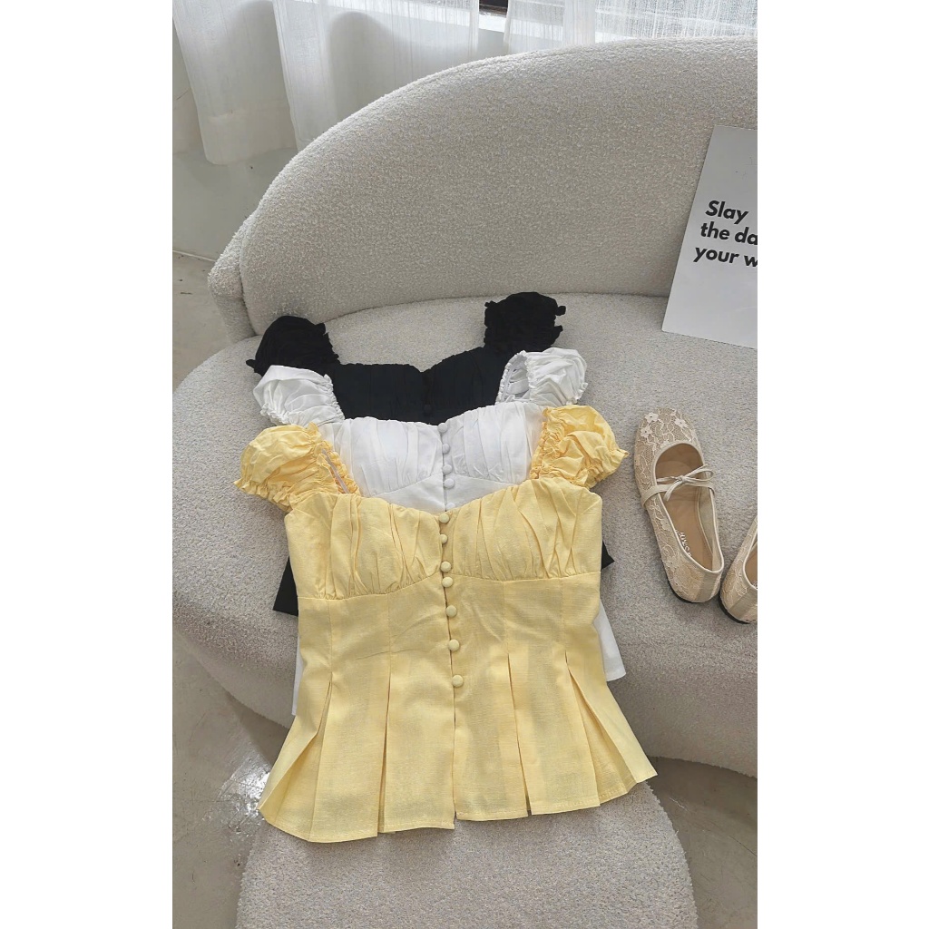 ÁO ÔM XÒE CÓ TAY ,Phối nút bọc , lưng chun ,có mút , may 2 lớp ,size SML ( A110) | BigBuy360 - bigbuy360.vn
