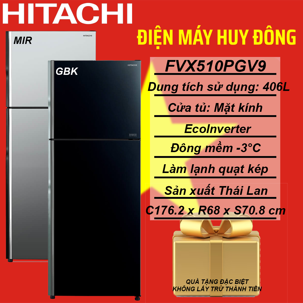 Tủ lạnh Hitachi Inverter 406 lít R-FVX510PGV9 GBK/MIR