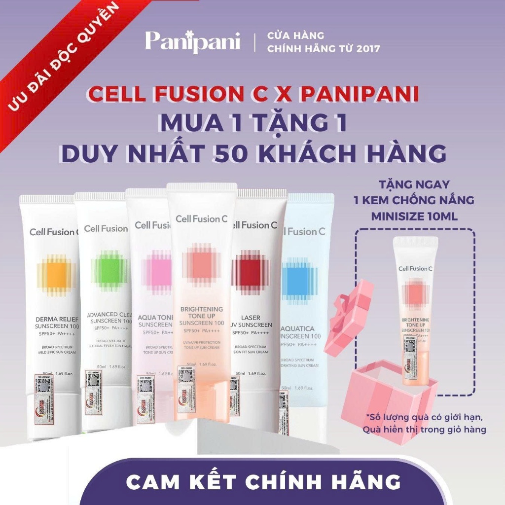 Kem Chống Nắng Da Nhạy Cảm Cell Fusion C Suncreen 100 SPF 50+ PA++++ 50ml