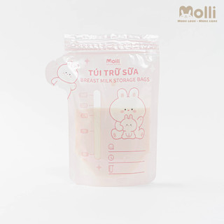 Túi Trữ Sữa Mẹ Molli, Thiết Kế Vòi Đổ Thông Minh, Khóa Zip Đôi, Không Chứa BPA Dung Tích 150ML/200ML/250ML 30PCS/Hộp