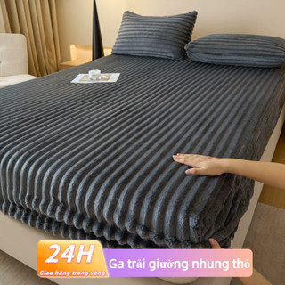 Bộ 3 món Ga trải giường nhung thỏ Mềm Chống trượt Vỏ bảo vệ nệm 1m6 1m8 Chống Mạt Bụi Ngăn mạt bụi