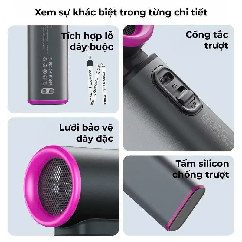 Quạt cầm tay mini GOOJODOQ 6000mah Quạt Turbo tốc độ cực cao màn hình LED Kết Hợp Hai vòi phun | BigBuy360 - bigbuy360.vn