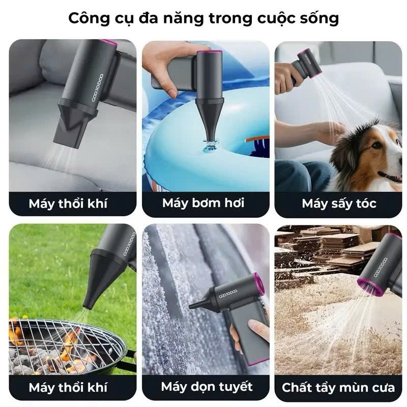 Quạt cầm tay mini GOOJODOQ 6000mah Quạt Turbo tốc độ cực cao màn hình LED Kết Hợp Hai vòi phun | BigBuy360 - bigbuy360.vn