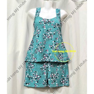 Đồ bộ mặc nhà thun lạnh đùi 2 dây dễ thương