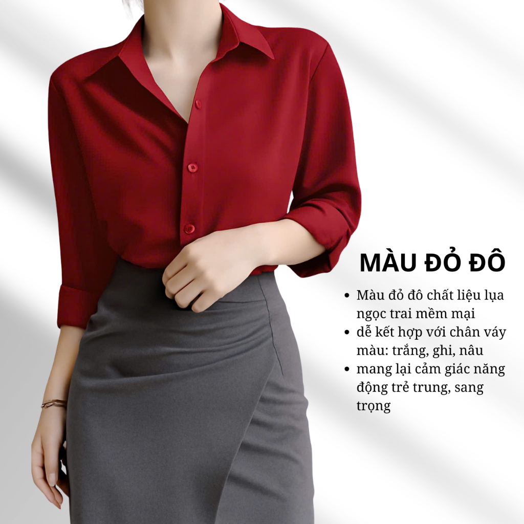 Áo sơ mi lụa cao cấp Oxatyl M12 tay dài chất vải lụa mềm mại cổ đức phong cách thời trang công sở | BigBuy360 - bigbuy360.vn