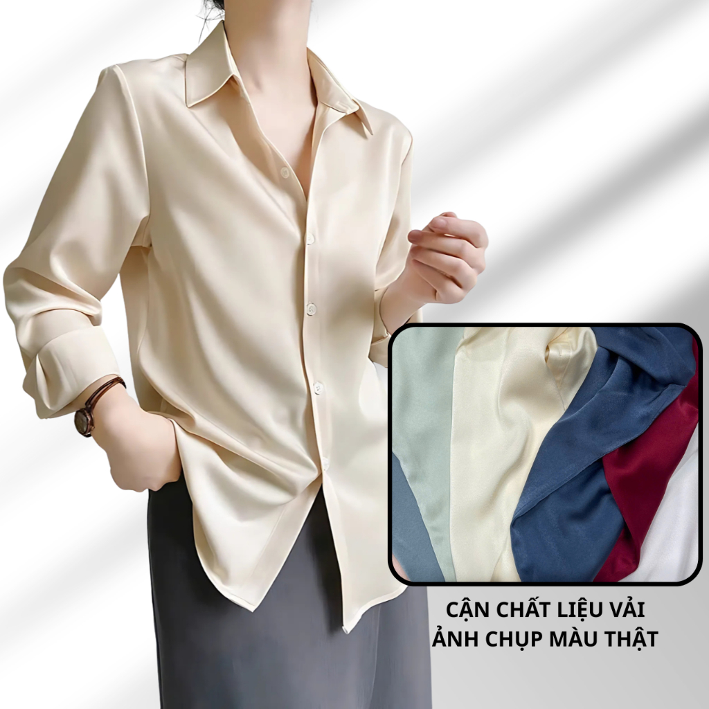 Áo sơ mi lụa cao cấp Oxatyl M12 tay dài chất vải lụa mềm mại cổ đức phong cách thời trang công sở | BigBuy360 - bigbuy360.vn