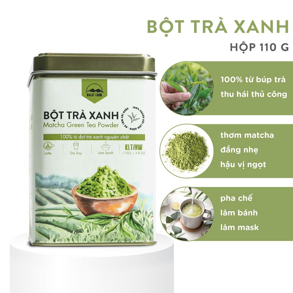 Bột Matcha Trà Xanh Dalat Farm - Hộp 110Gr